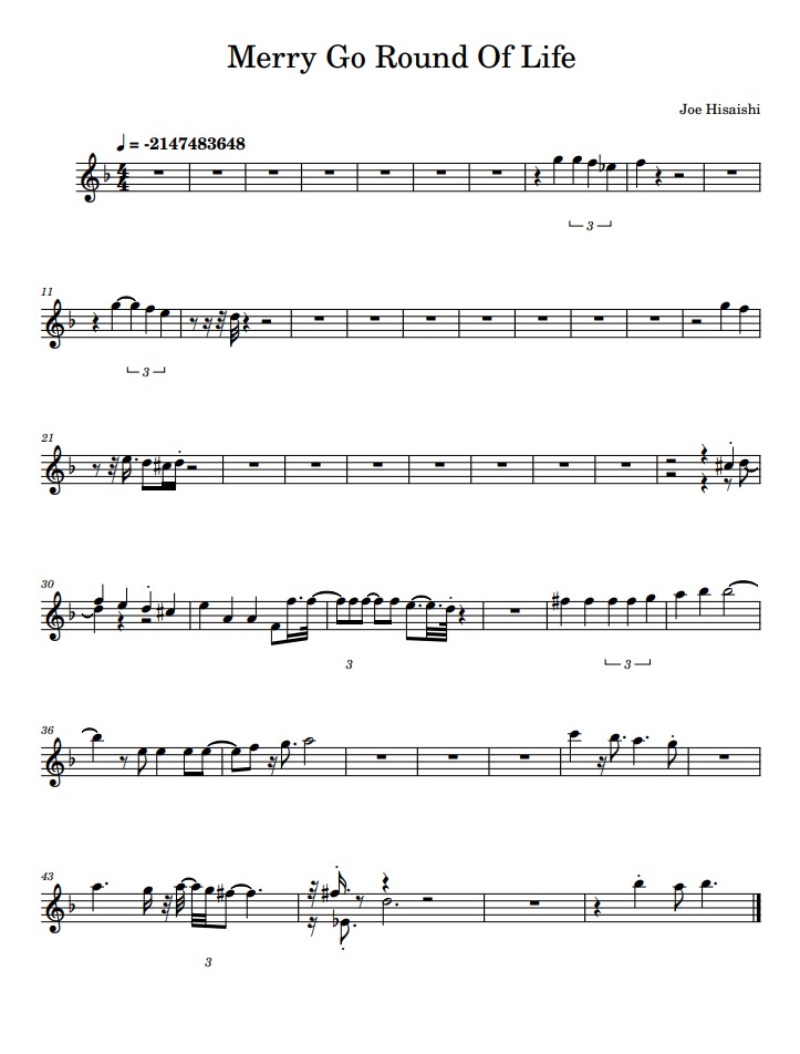 Merry Go Round Of Life partitura flauta