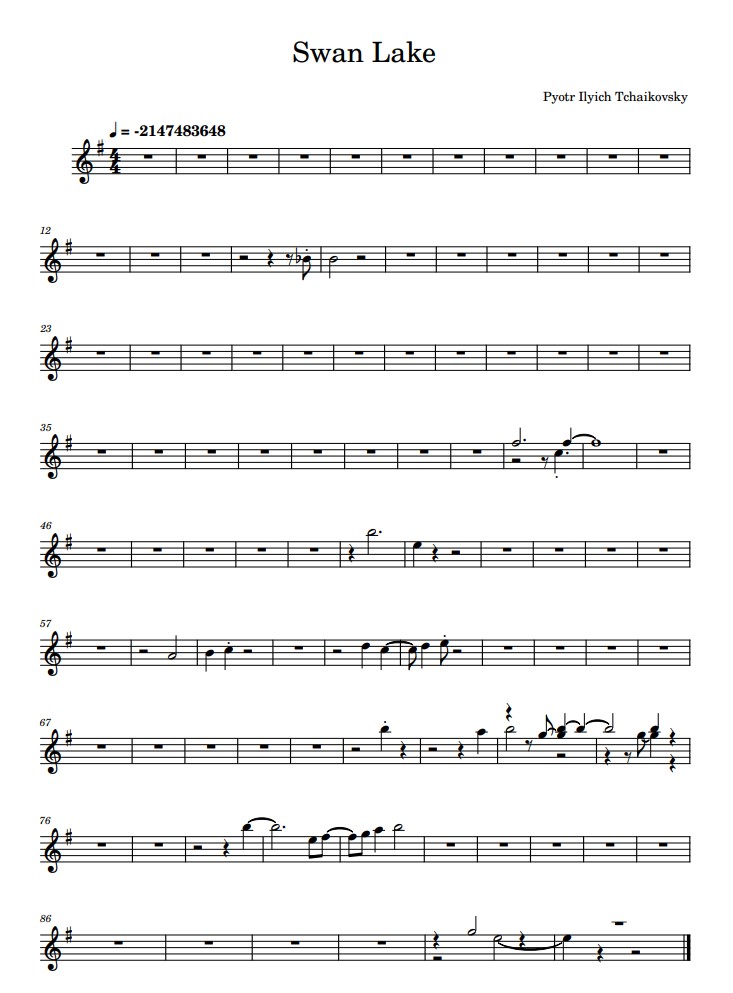 Swan lake spartito violon