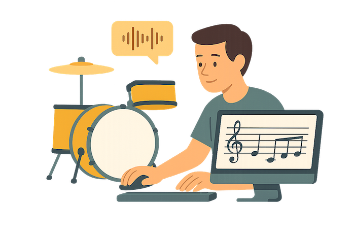 drums audio to sheet music transcription methods