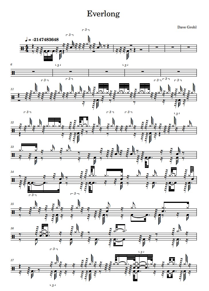 everlong partitura bateria
