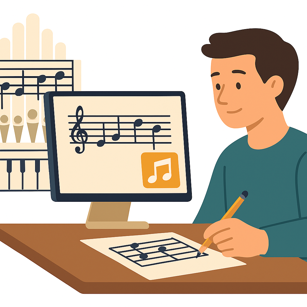 guide organ audio to sheet music advantage 4