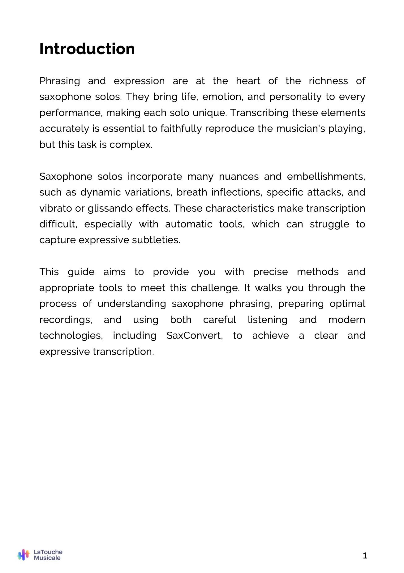guide pdf audio saxophone to sheet music extract 1