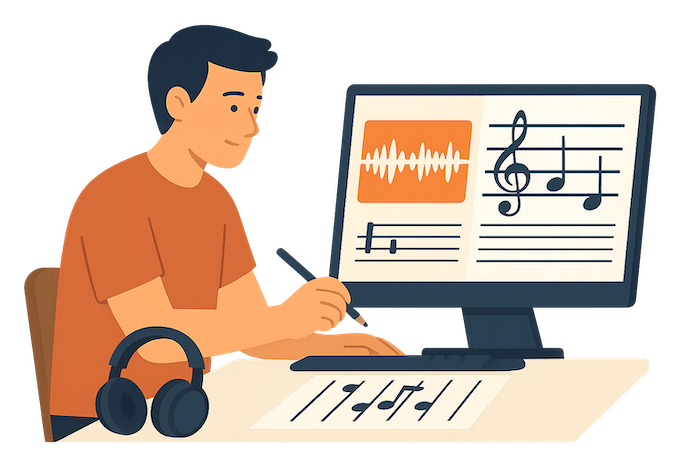 multi instruments audio to sheet music transcription manual automated