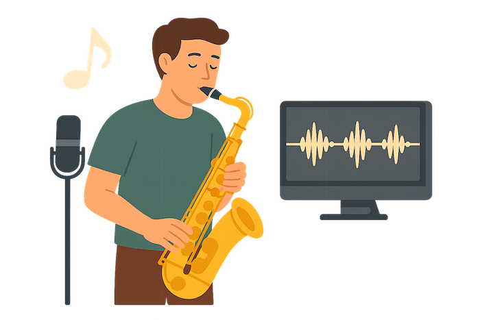prepare saxophone audio recording before transcription