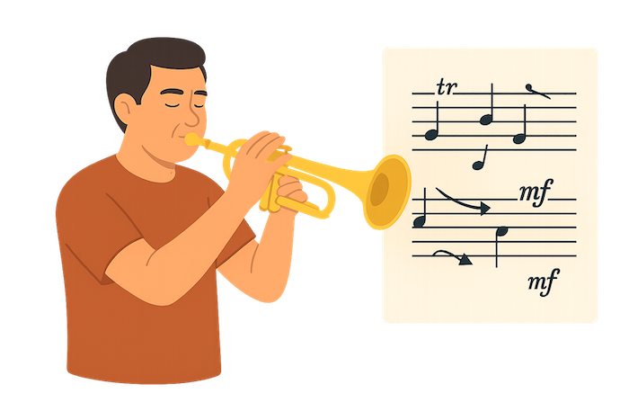 trumpet sound audio transcription notes