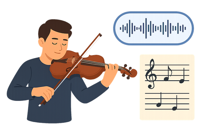 understand characteristics violin audio before transcription notes