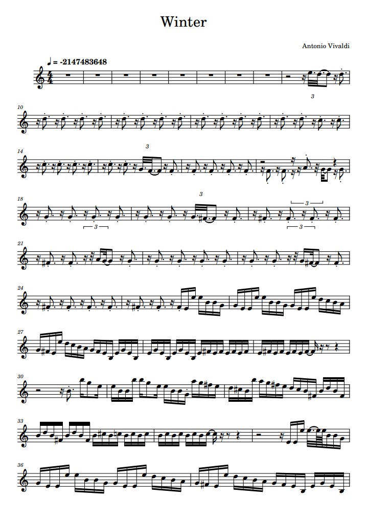 winter spartito violon